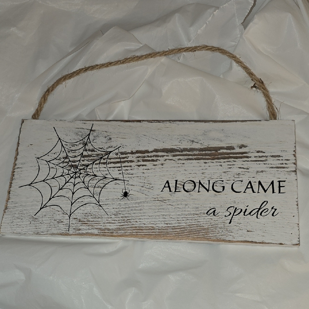 Antler Haven Designs Hanging Whitewash Wooden Halloween Sign